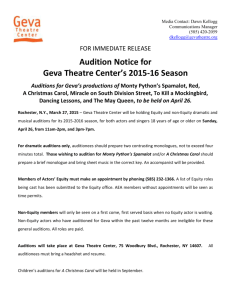Audition Notice for Geva`s 2015-2016 Season