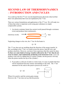 second law of thermodynamics – introduction and cycles