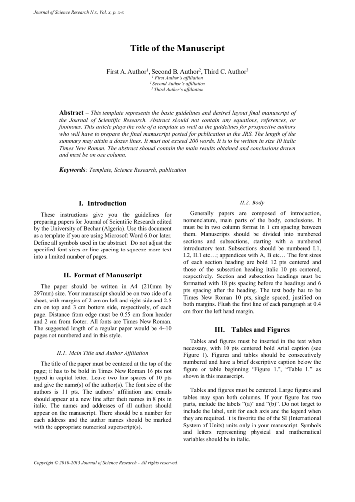 standard manuscript format