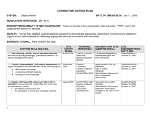 corrective action plan - Louisiana Department of Education