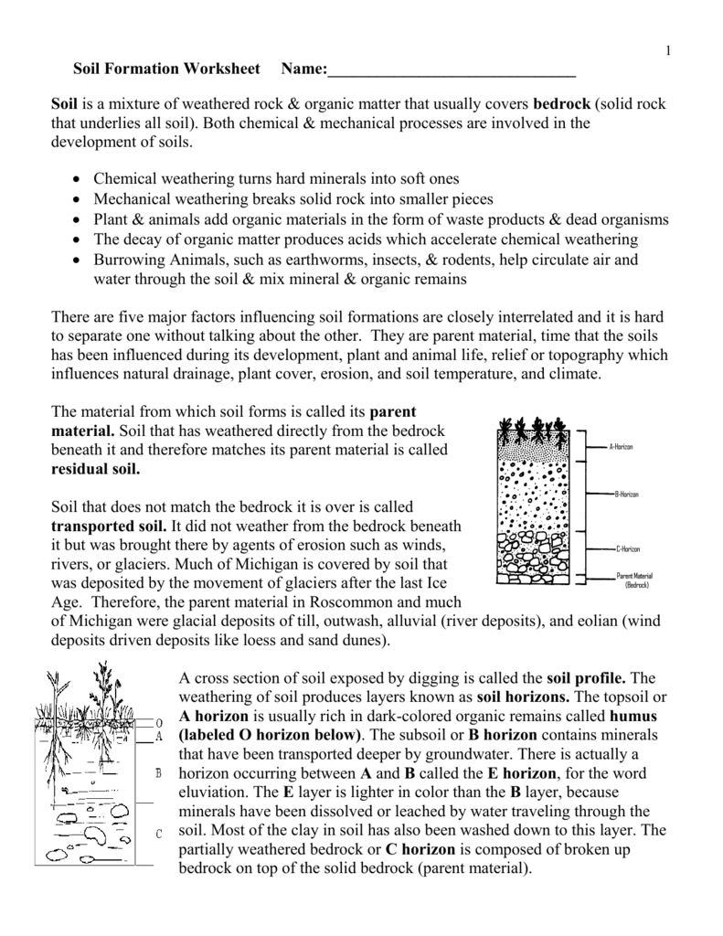 Soil Formation Worksheet Answers Educational Worksheet