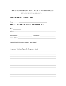 application for international board of cosmetic surgery