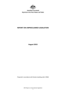 2015 Report on Unproclaimed Legislation