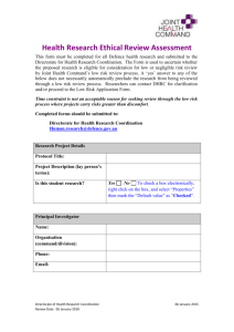 Health Research Ethical Review Assessment