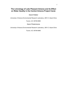 The Limnology of Lake Pleasant Arizona and it`s Effect on Water