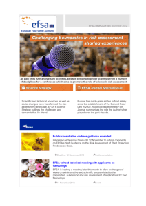 EFSA Highlights 6 November 2012 Scientific and technical