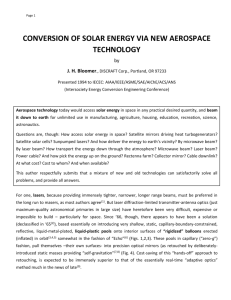 Conversion of Solar Energy VIA New Aerospace Technology