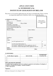 APPLICATION FORM - The Institute of Geologists of Ireland