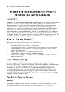 Activities to Promote Speaking in a Second Language