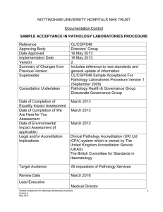 Sample acceptance in pathology laboratories procedure version 2