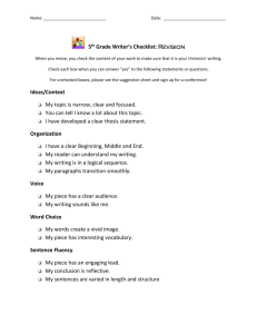 fifth grade writer`s checklist