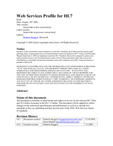 HL7 Profile for XML Web Services