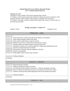 Student-Directed Career Pathway Research Project