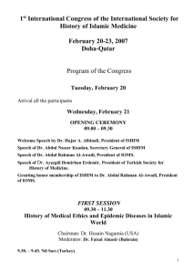 The Program - International Society for the History of Islamic Medicine