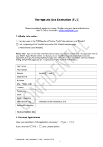 Therapeutic Use Exemption Form (TUE) - NEW (2015)