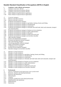 Swedish Standard Classification of Occupations (SSYK) in English