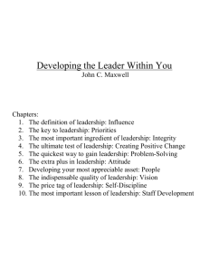 Developing the Leader Within You by John C