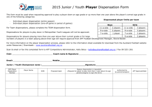2015 Junior/Youth PLAYER Dispensation Request