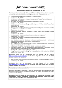 Award Announcement 2015 - Indian Institute of Chemical Engineers