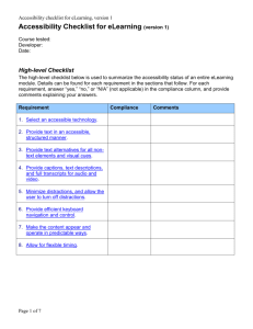 Texas HHS Accessibility Checklist for eLearning