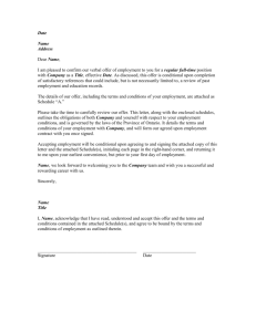 Offer letter and employment agreement