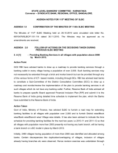 AGENDA NOTES FOR 113th MEETING OF SLBC