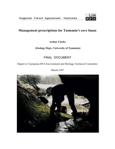 Management prescriptions for Tasmania`s cave fauna