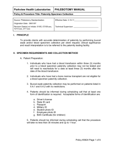 ii. specimen requirements and collection method