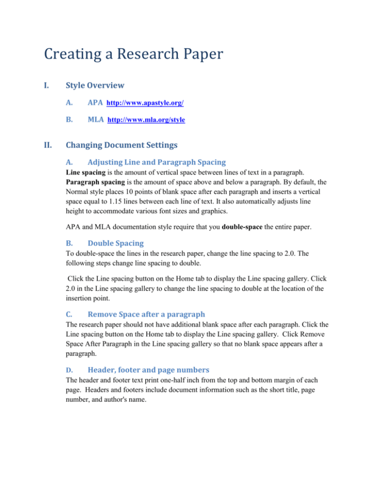 Creating A Research Paper MS Word 