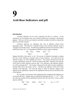 Exp. 9 Acid Base Indicators and pH