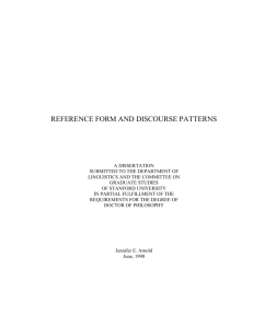 reference form and discourse patterns