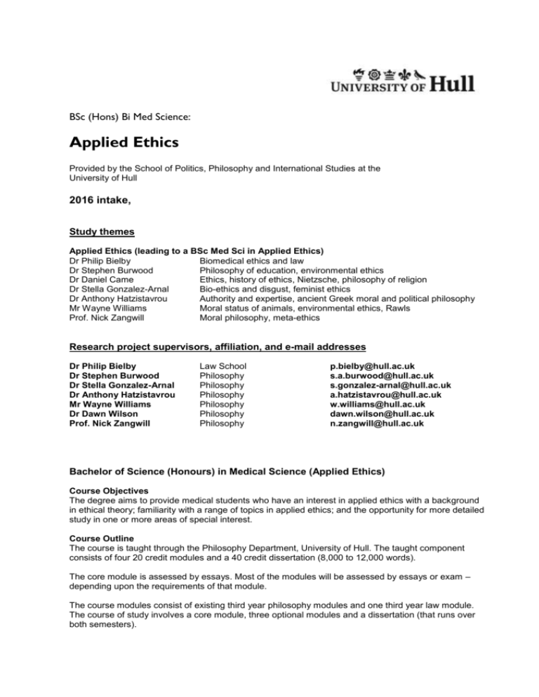 Applied Ethics - Hull York Medical School