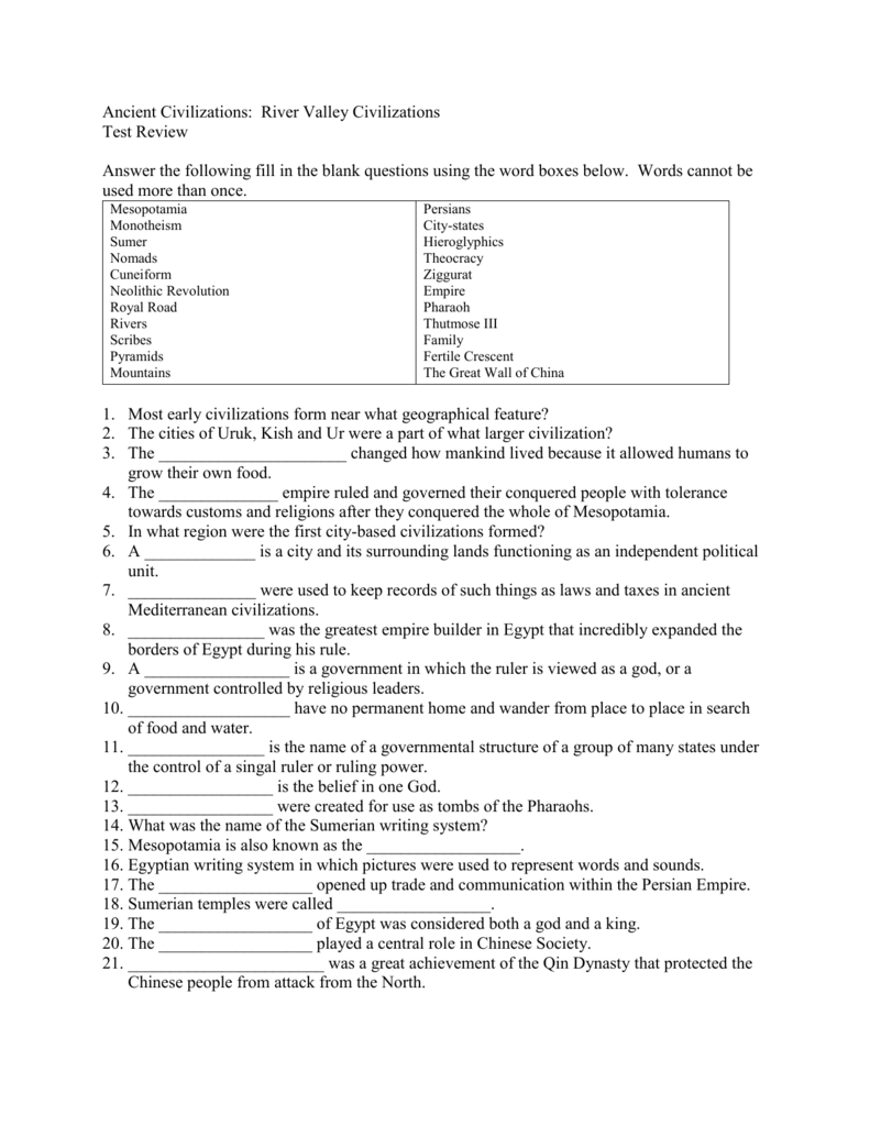 river-valley-civilizations-worksheet-answers