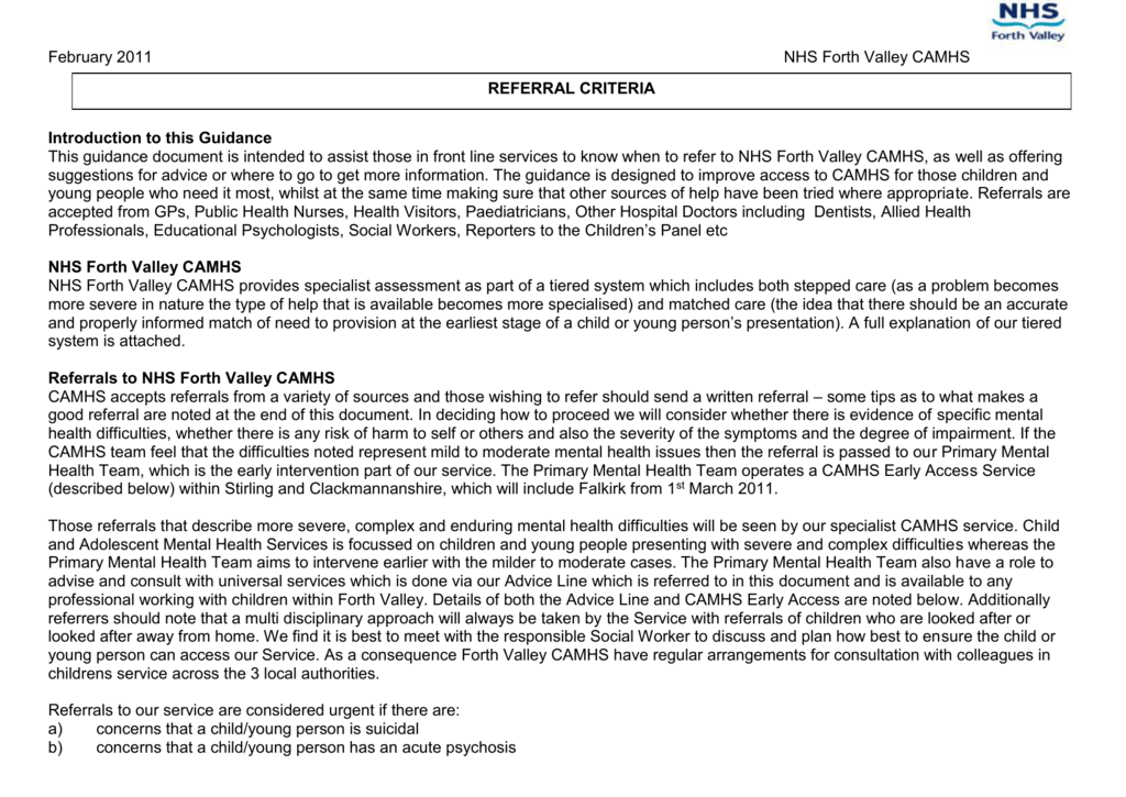 Camhs Tier System