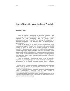 Prof. Daniel A. Crane: Search Neutrality as an Antitrust Principle