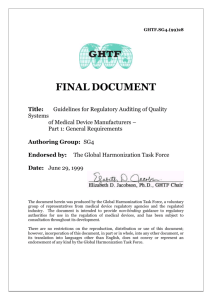 Auditing of Quality Systems of Medical Device Manufacturers