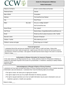 New Patient Nutrition Form - Center for Chiropractic & Wellness