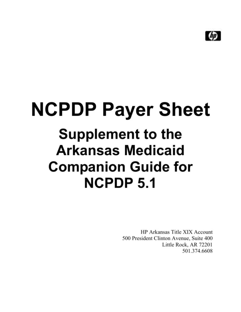 Ncpdp Payer Sheet Supplement To The Arkansas Medicaid 2206