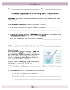 Solubility and Temperature Gizmo