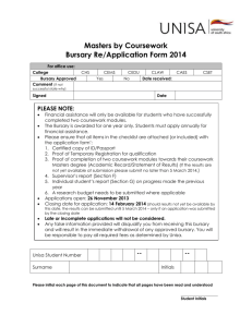 Masters by Coursework bursary application form