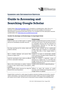Guide to Accessing and Searching Google Scholar