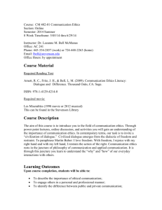 CM 402 Communication Ethics Online 2014