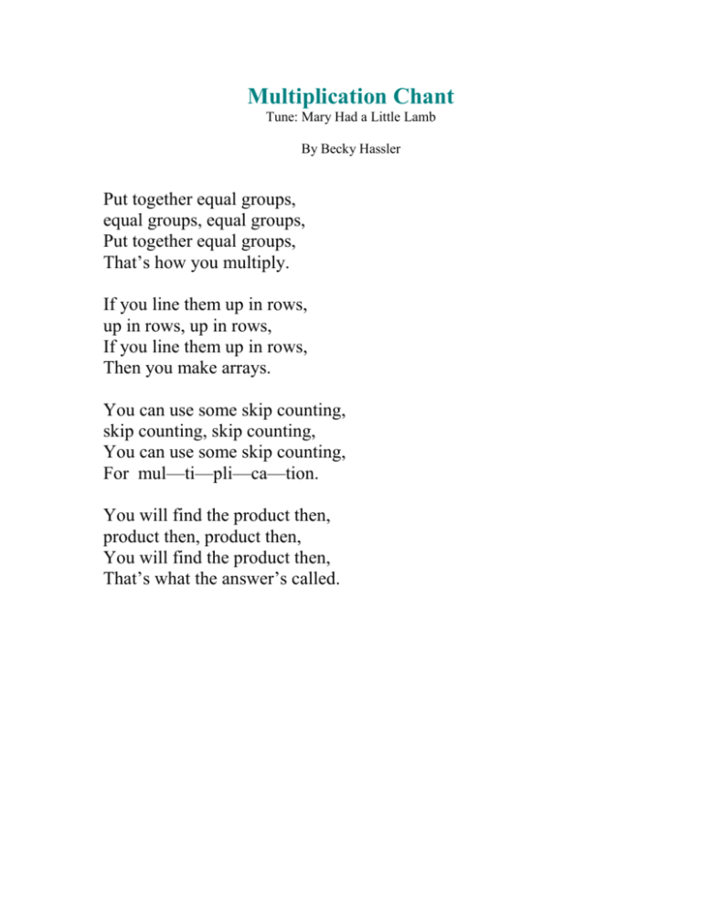 Multiplication Chant