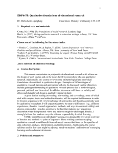 EDF6475: Qualitative foundations of educational research
