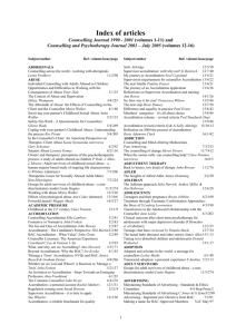 INDEX for `COUNSELLING` (vols 1-11), CPJ (vols