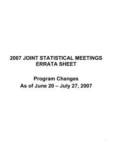 2006 joint statistical meetings - American Statistical Association
