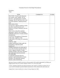 Evaluation Form for Term Paper Presentations