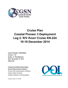 Cruise Plan: Coastal Pioneer 3 Leg 2