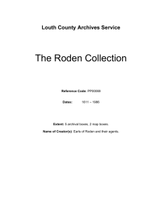 view list of Roden papers held by Louth County Archives