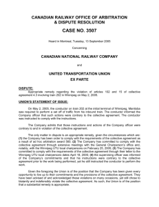 CROA 3507: CLAIM REMEDY - Canadian Railway Office of Arbitration